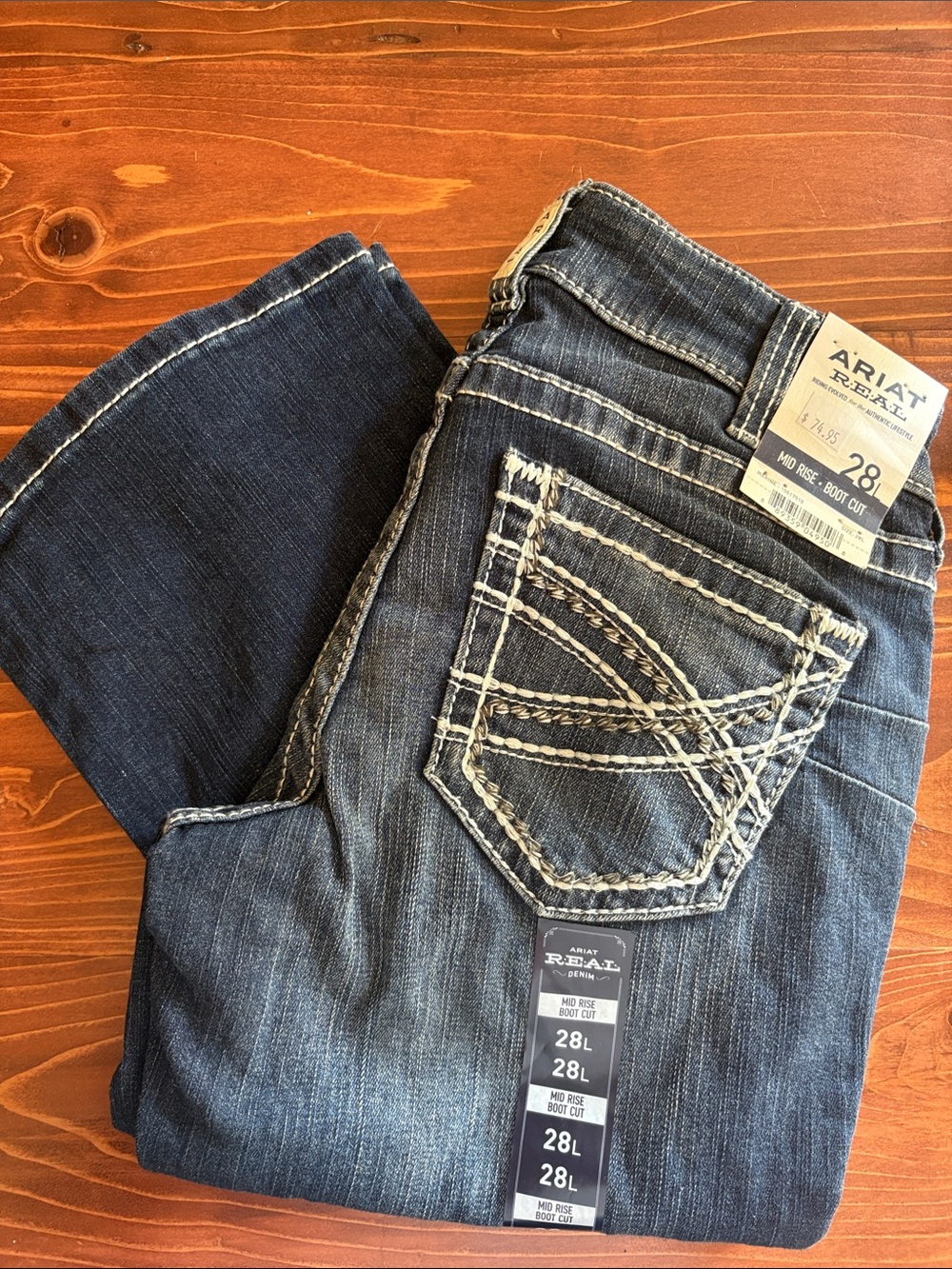 Ariat Women's Dark Blue Boot Cut Jeans with Decorative Pocket Stitching